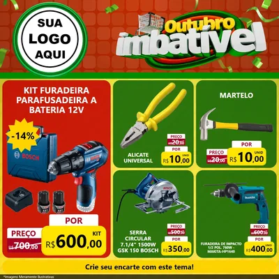 Modelo de Rede Social para Feed Facebook com o tema Outubro Imbatível para Maquinas e Ferramentas