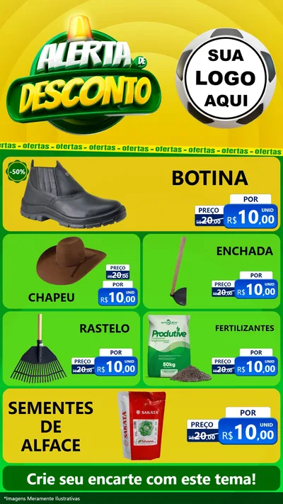 Modelo de TV para TV Vertical com o tema Alerta de Desconto para Agropecuária