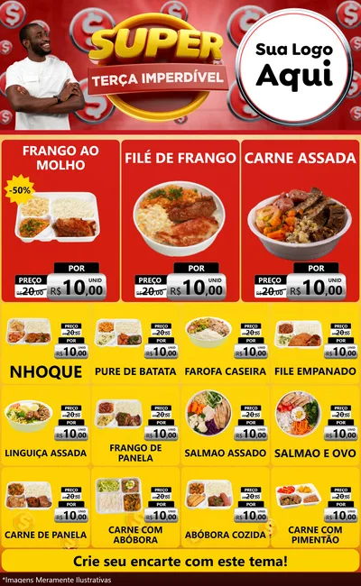Modelo de Encarte para Encarte Grande com o tema Super Terça Imperdível para Restaurante
