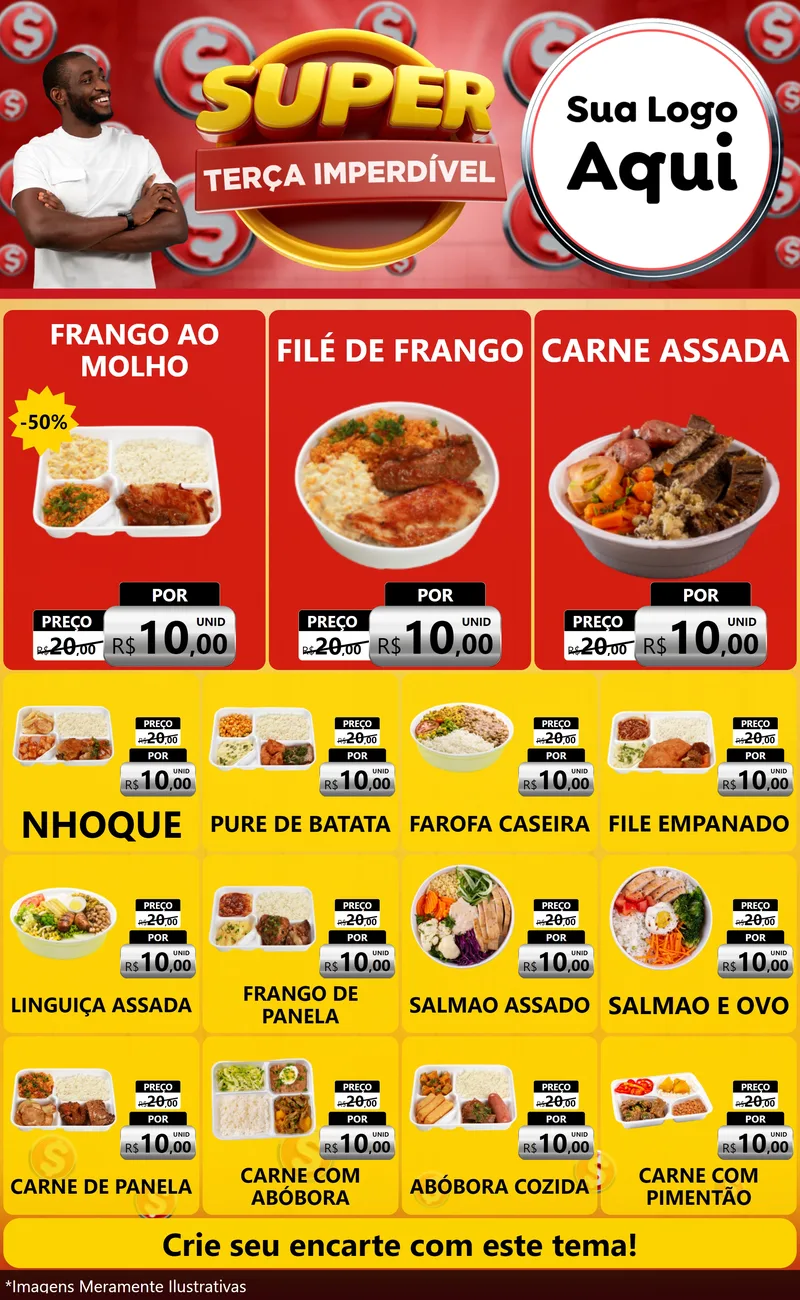 Modelo de Encarte para Encarte Grande com o tema Super Terça Imperdível para Restaurante