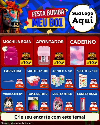 Modelo de Rede Social para Feed Instagram com o tema Festa Bumba meu Boi para Papelaria