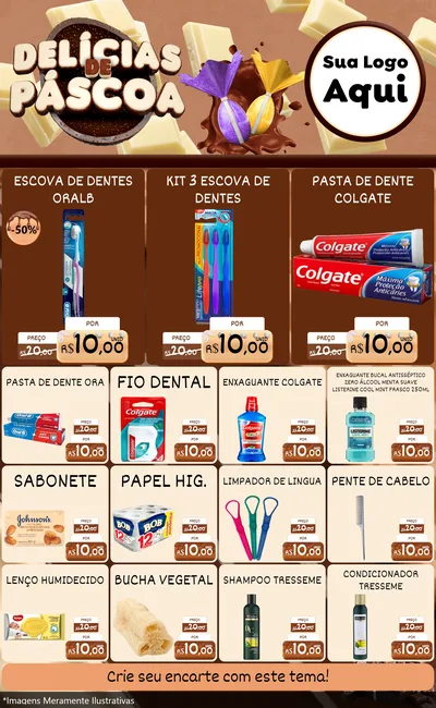 Modelo de Encarte para Encarte Grande com o tema Delícias de Páscoa para Higiene Pessoal
