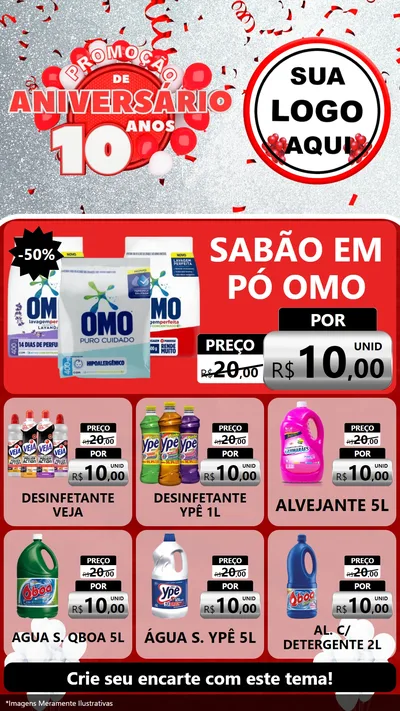 Modelo de Rede Social para Stories com o tema Promoção de Aniversário - 10 Anos para Produtos de Limpeza
