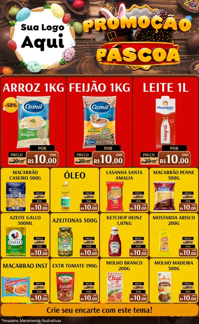 Modelo de Encarte para Encarte Grande com o tema Promoção Páscoa para Supermercado