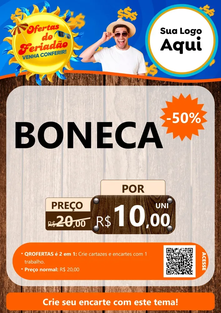 Modelo de Cartaz para Cartaz A4 Vertical com o tema Ofertas do Feriadão para Brinquedos
