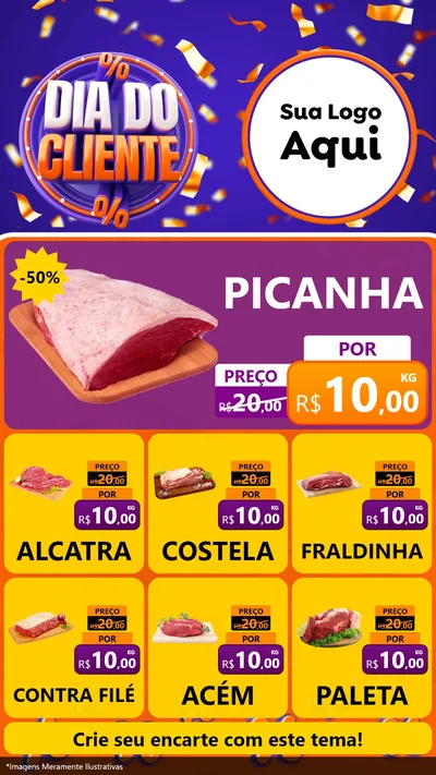 Modelo de Rede Social para Stories com o tema Dia do Cliente para Açougue