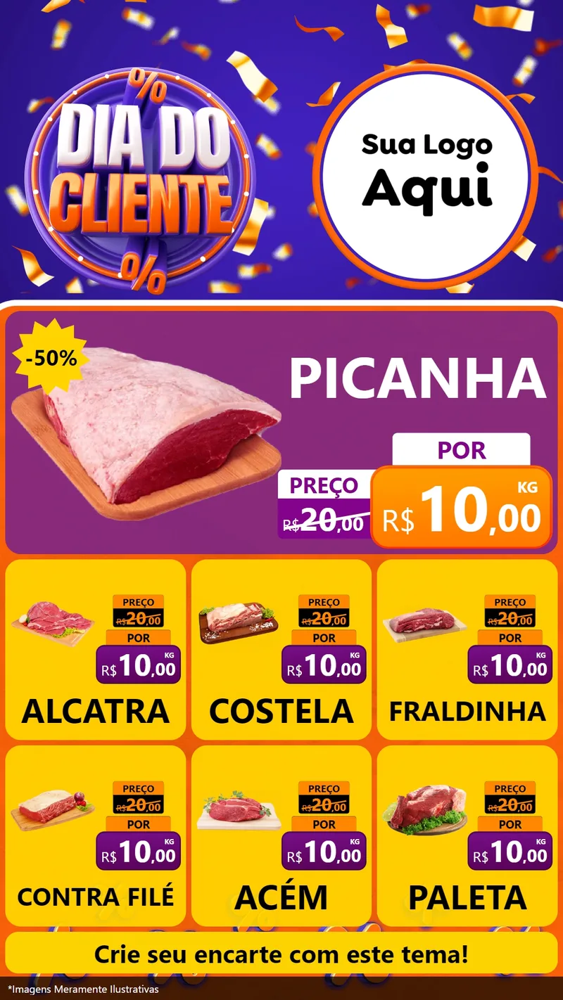 Modelo de Rede Social para Stories com o tema Dia do Cliente para Açougue
