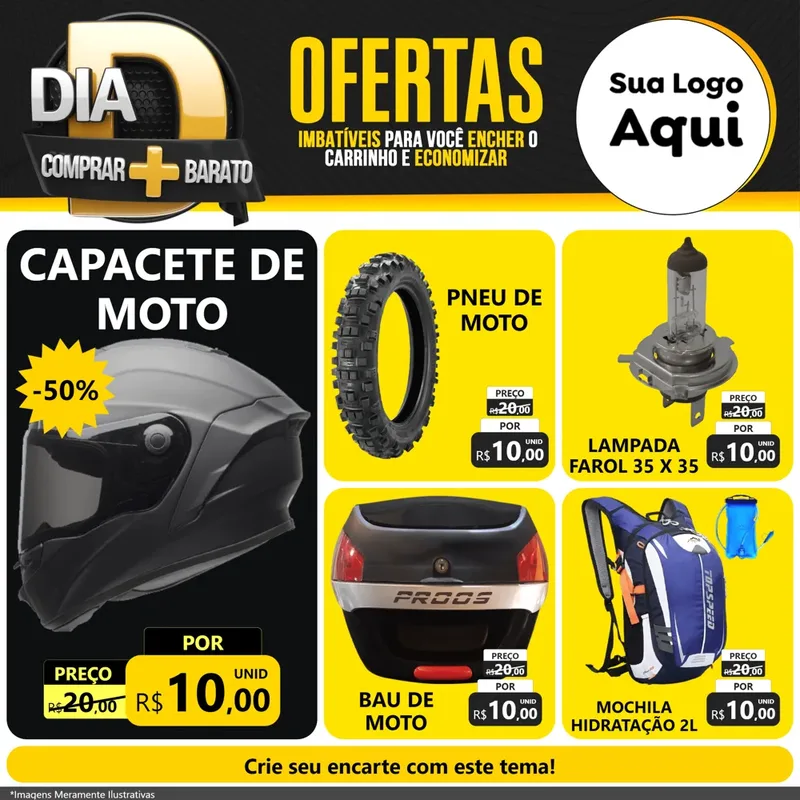 Modelo de Rede Social para Feed Facebook com o tema Dia D Mais Economia para Moto peças