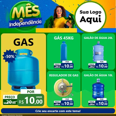 Modelo de Rede Social para Feed Facebook com o tema Mês da Independência para Água e gás
