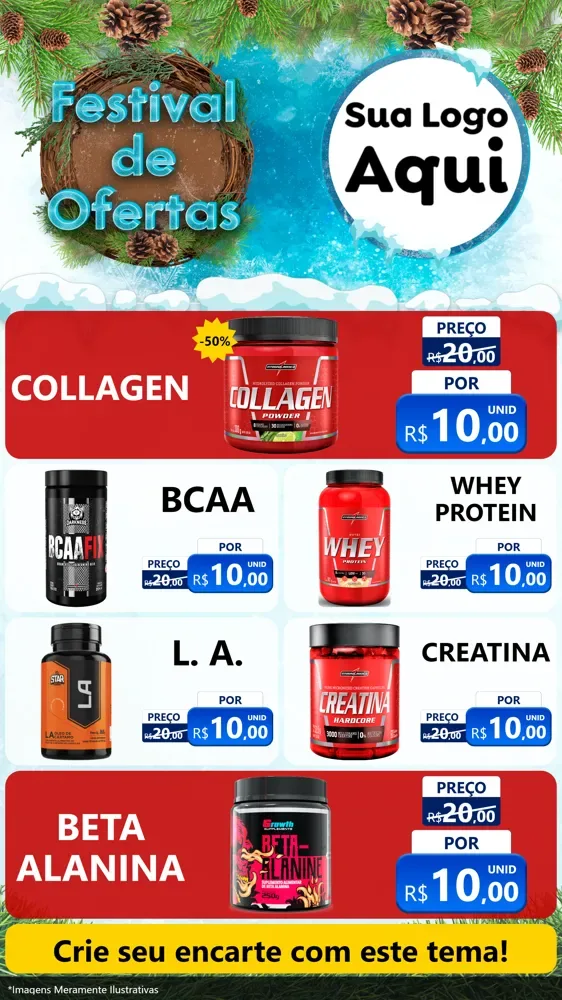 Modelo de TV para TV Vertical com o tema Festival de Ofertas - Inverno para Suplementos alimentares