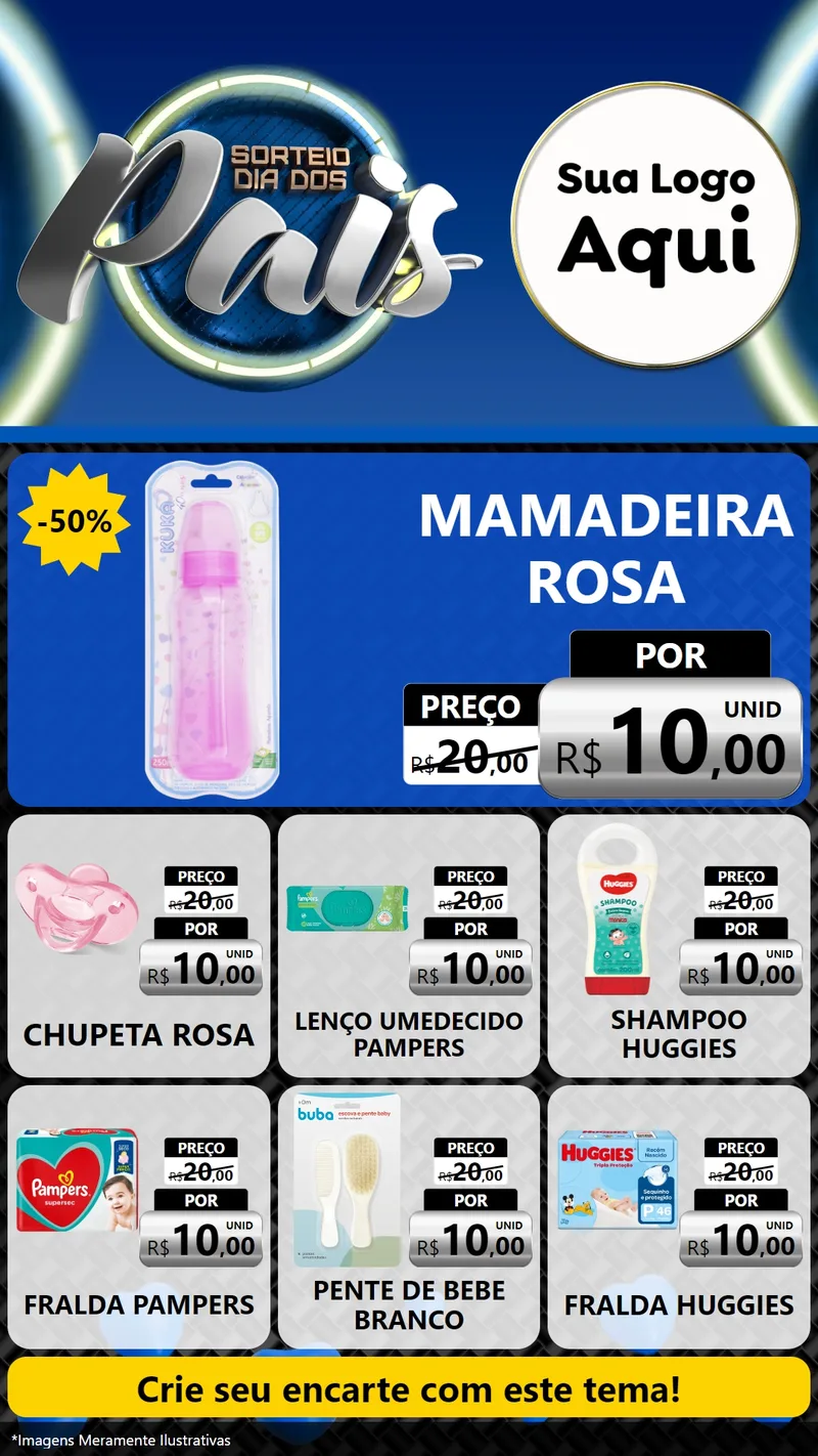 Modelo de Rede Social para Stories com o tema Sorteio Dia Dos Pais para Bebês
