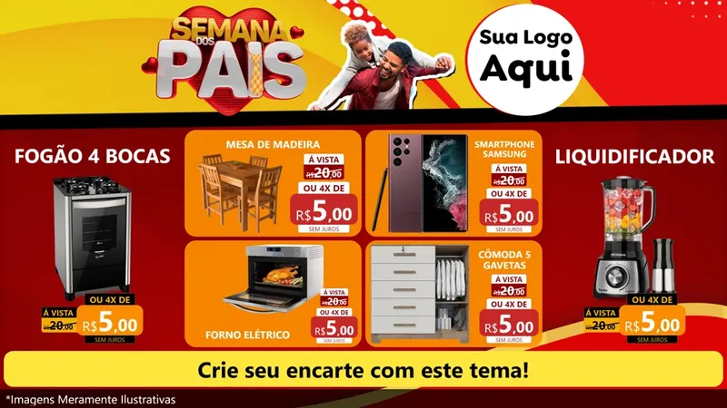 Modelo de TV para TV Horizontal com o tema Semana Dos Pais para Móveis e Eletro