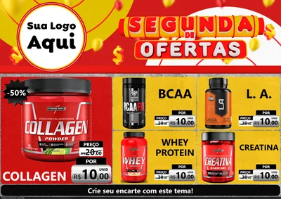 Modelo de Encarte para Encarte A4 Horizontal com o tema Segunda de Ofertas para Suplementos alimentares