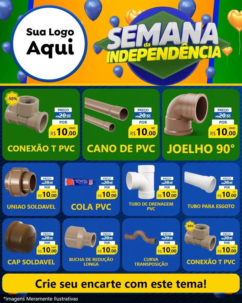 Modelo de Rede Social para Feed Instagram com o tema Semana da Independência para Tubos e conexões