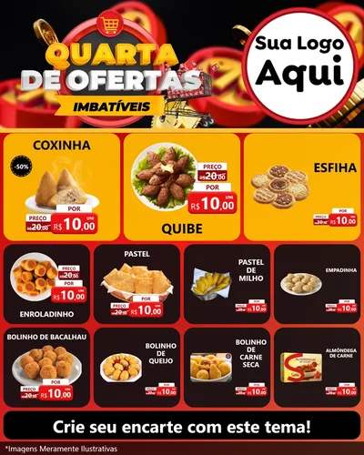 Modelo de Rede Social para Feed Instagram com o tema Quarta de Ofertas Imbatíveis para Salgadaria