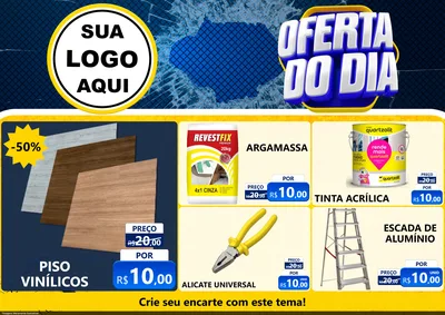 Modelo de Encarte para Encarte A4 Horizontal com o tema Oferta do Dia - Material de Construção para Material para Construção
