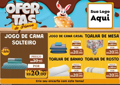 Modelo de Encarte para Encarte A4 Horizontal com o tema Ofertas de Páscoa para Cama, Mesa e Banho