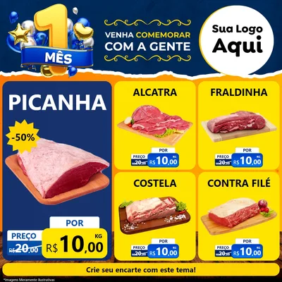 Modelo de Rede Social para Feed Facebook com o tema Um Mês de Aniversário para Açougue