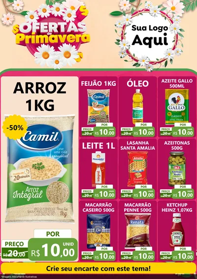 Modelo de Encarte para Encarte A4 Vertical com o tema Ofertas de Primavera para Supermercado