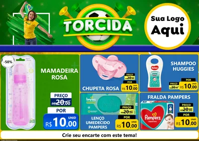 Modelo de Encarte para Encarte A4 Horizontal com o tema Torcida para Bebês