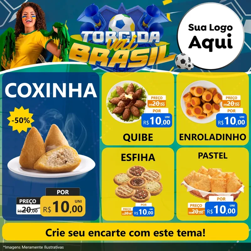 Modelo de Rede Social para Feed Facebook com o tema Torcida Vai Brasil - Copa para Salgadaria