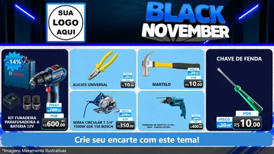 Modelo de TV para TV Horizontal com o tema Black November para Maquinas e Ferramentas