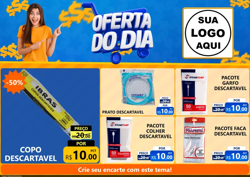 Modelo de Encarte para Encarte A4 Horizontal com o tema Oferta do Dia para Embalagens