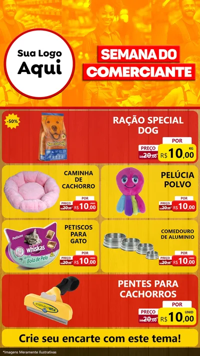 Modelo de TV para TV Vertical com o tema Semana do Comerciante para Pet Shop