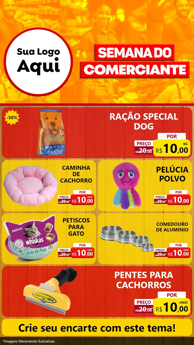 Modelo de TV para TV Vertical com o tema Semana do Comerciante para Pet Shop