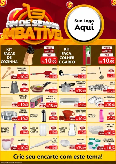 Modelo de Encarte para Encarte A4 Vertical com o tema Fim de Semana Imbatível para Utilidades Domésticas