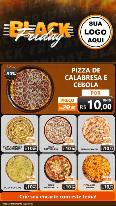 Modelo de Rede Social para Stories com o tema Black Friday para Pizzaria