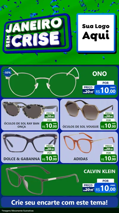 Modelo de TV para TV Vertical com o tema Janeiro Sem Crise para Óticas