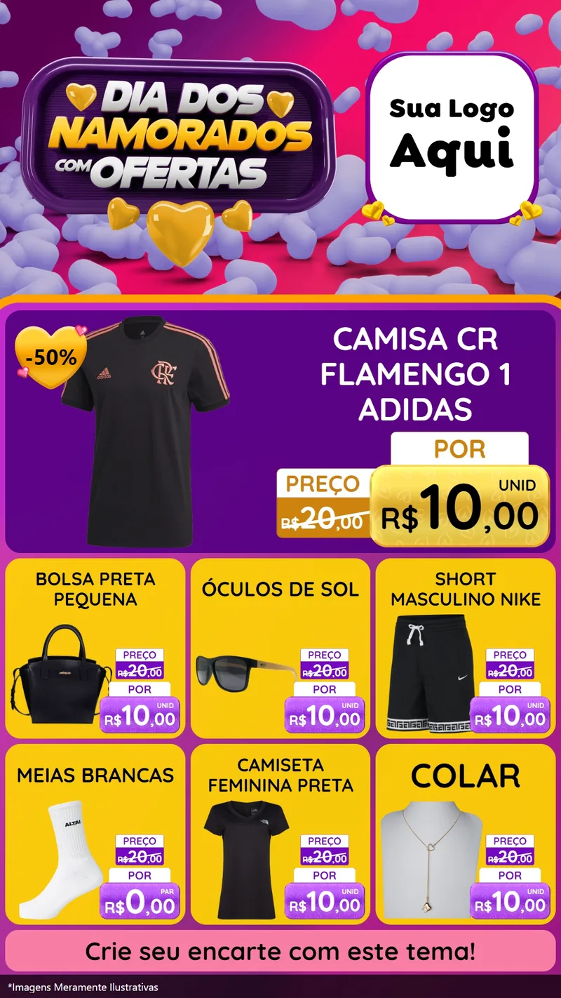 Modelo de Rede Social para Stories com o tema Dia Dos Namorados Com Ofertas para Roupas e acessórios