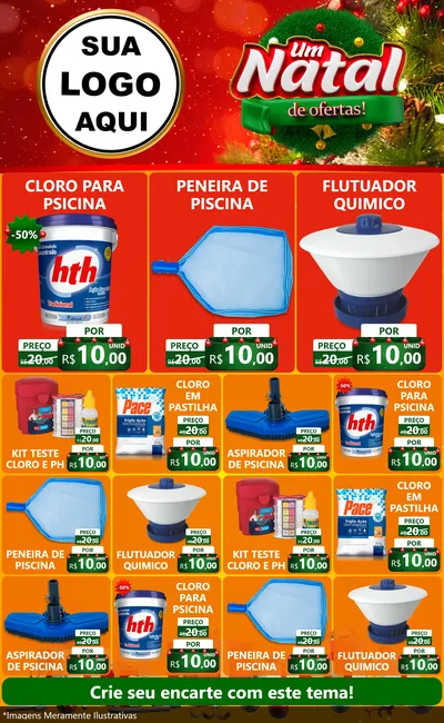 Modelo de Encarte para Encarte Grande com o tema Um Natal de Ofertas para Produtos para Piscina