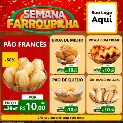 Modelo de Rede Social para Feed Facebook com o tema Semana Farroupilha para Padaria