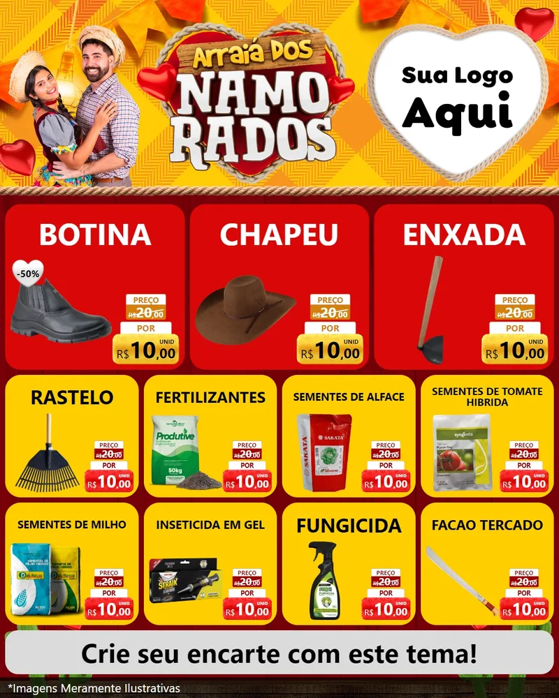 Modelo de Rede Social para Feed Instagram com o tema Arraiá dos Namorados para Agropecuária