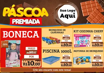 Modelo de Encarte para Encarte A4 Horizontal com o tema Páscoa Premiada para Brinquedos