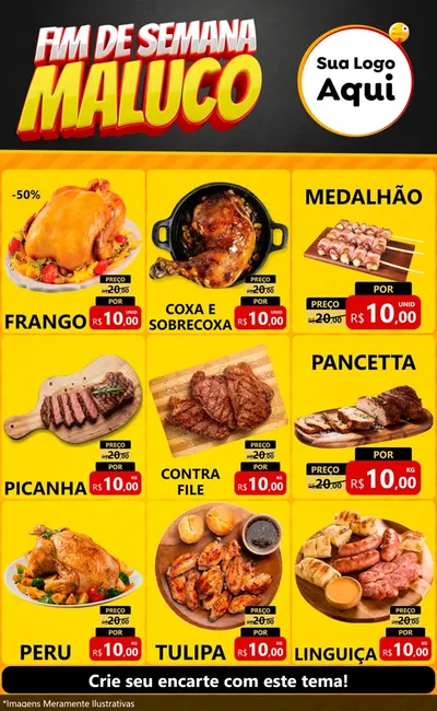 Modelo de Encarte para Encarte Grande com o tema Final de Semana Maluco para Assados