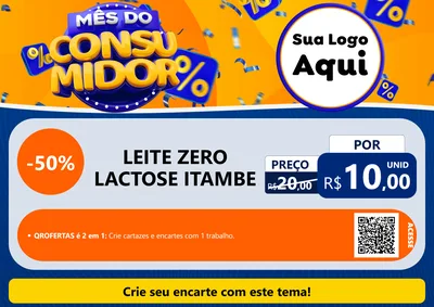 Modelo de Cartaz para Cartaz A4 Horizontal com o tema Mês do Consumidor para Frios e Laticínios