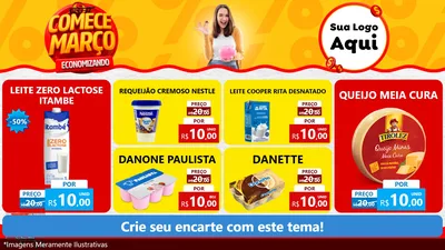 Modelo de TV para TV Horizontal com o tema Comece Março Economizando para Frios e Laticínios