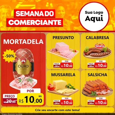 Modelo de Rede Social para Feed Facebook com o tema Semana do Comerciante para Frios e Laticínios