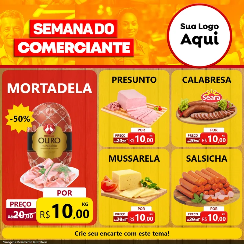 Modelo de Rede Social para Feed Facebook com o tema Semana do Comerciante para Frios e Laticínios