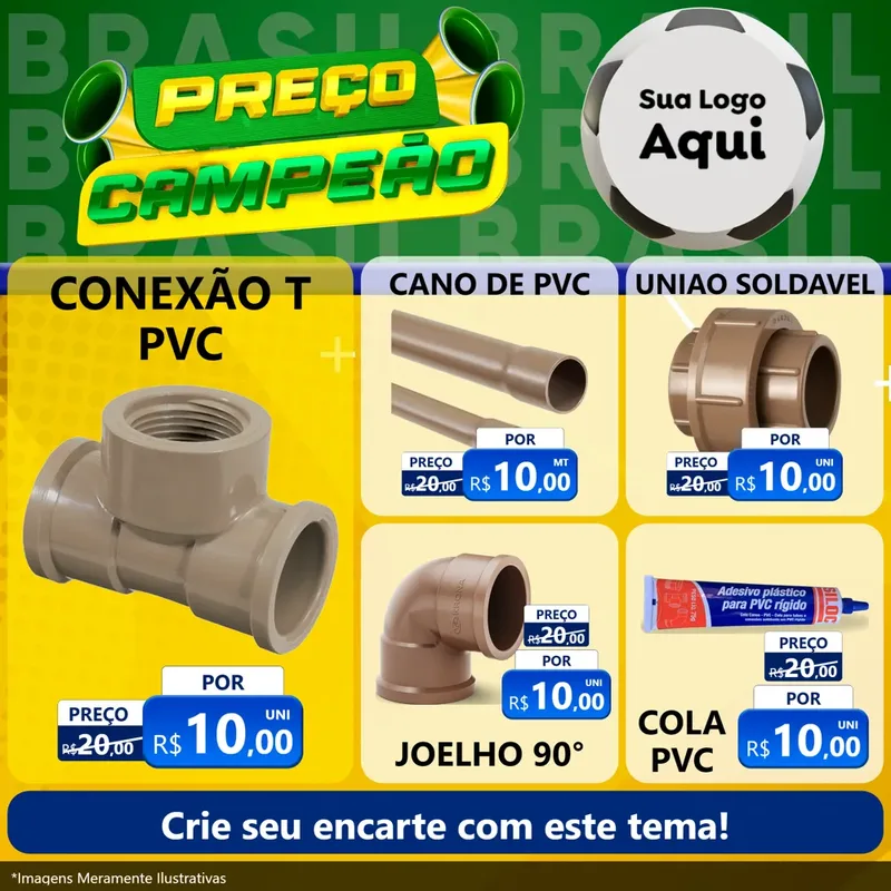 Modelo de Rede Social para Feed Facebook com o tema Preço Campeão - Copa para Tubos e conexões