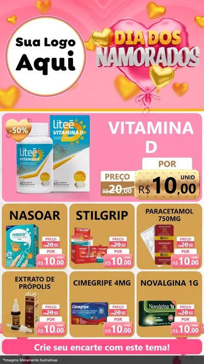 Modelo de Rede Social para Stories com o tema Dia dos Namorados para Farmácia