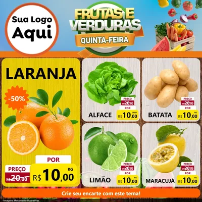 Modelo de Rede Social para Feed Facebook com o tema Frutas e Verduras Quinta-Feira para Hortifrúti