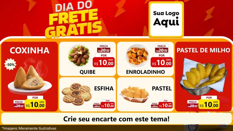 Modelo de TV para TV Horizontal com o tema Dia do Frete Grátis para Salgadaria