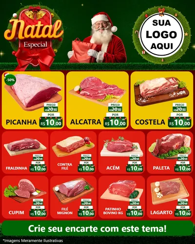 Modelo de Rede Social para Feed Instagram com o tema Natal Especial para Açougue
