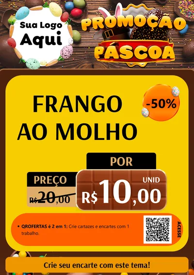 Modelo de Cartaz para Cartaz A4 Vertical com o tema Promoção Páscoa para Restaurante