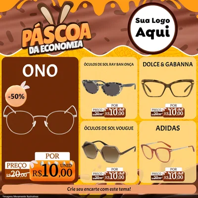 Modelo de Rede Social para Feed Facebook com o tema Páscoa da Economia para Óticas
