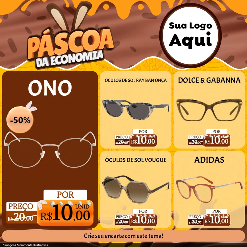 Modelo de Rede Social para Feed Facebook com o tema Páscoa da Economia para Óticas
